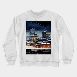 Portland Oregon First Snow: First Snow Scene in Downtown Portland, Oregon Crewneck Sweatshirt